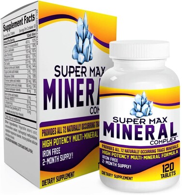 2Month Multimineral Supplement Iron Free with 72 Trace Minerals  Natural Multiminerals  High Potency Multi Mineral Supplements Allin1 Formula  120 Tablets
