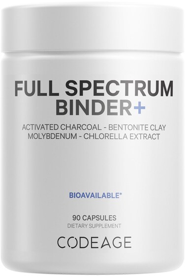 CodeageBinder  Systemic Binder Supplement  Activated Charcoal Pills Bentonite Clay Mineral Powder Fulvic  Humic Acids Molybdenum Carbon Forms  90 Capsules