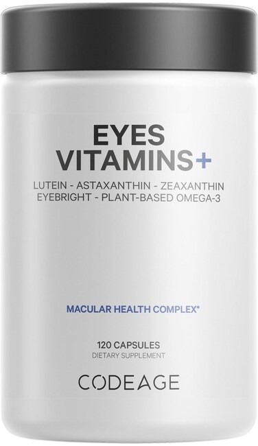 CodeageEyes Vitamins  AREDS 2 Based Formula Supplement  2Month Supply  Vitamins A C E Zinc Lutein Astaxanthin Zeaxanthin Eyebright Marigold Bilberry Saffron Omega3120 Capsules