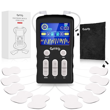 TENS Unit Machine FSA or HSA Eligible Dual Channel EMS Muscle Stimulator with 25 Modes 50 Intensities for Full Body Massage Therapy Rechargeable Muscle Massager with 10 Electrodes Pads