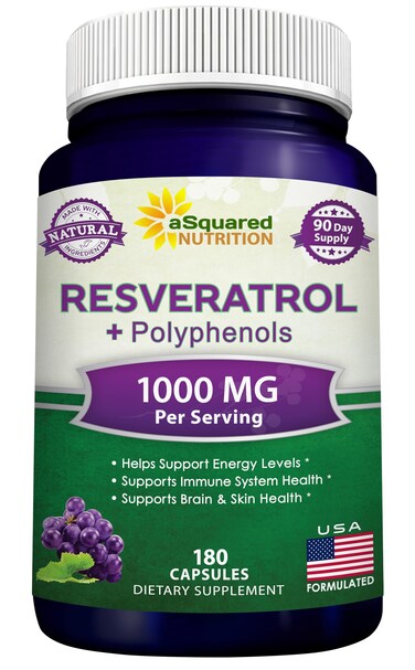 aSquared Nutrition Natural Resveratrol with Red Wine Extract  180 Capsules  Trans Resveratrol Antioxidant Supplement Pills for Pure Heart Health  Extra Strength TransResveratrol