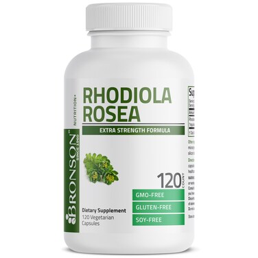 Bronson Rhodiola Rosea Vegetarian Capsules  Adaptogenic Herb  Brain Stress  Mood Support  NonGMO 120 Count