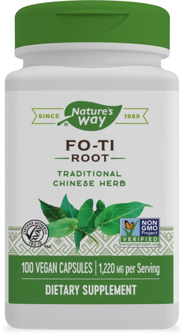 Natures Way FoTi Root Traditional Chinese Herb 1220 mg per serving 100 Vegan Capsules