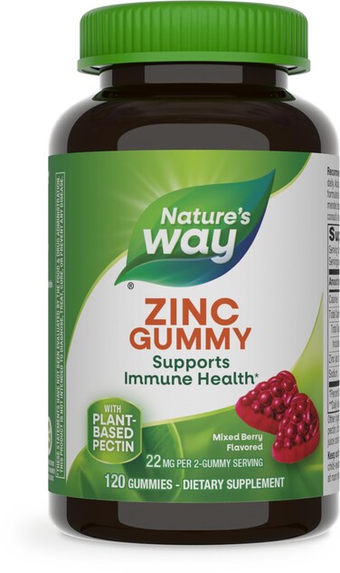 Natures Way Zinc Gummies Daily Immune Support Gummies 100 Daily Value Zinc per Gummy Mixed Berry Flavored 120 Gummies Packaging May Vary