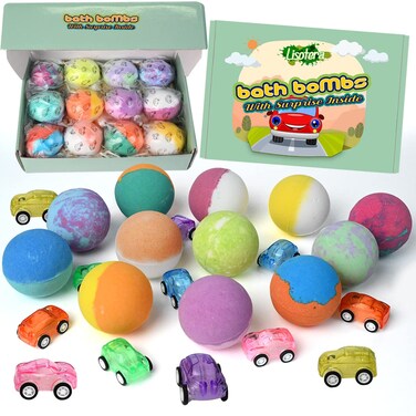 Bath Bombs for Kids with Surprise Toys Inside 20 Pack Shell Bath Bombs Gift Set with Sea Animals for Halloween Party Favors Christmas Birthday Bubble Bath Fizzy with Bath Toys for Girls Boys