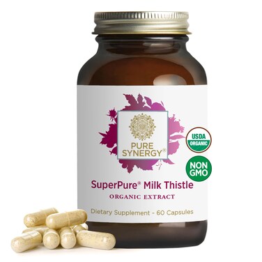 PURE SYNERGY SuperPure Milk Thistle Extract  Milk Thistle Liver Detox and Cleanse Supplement  Organic Milk Thistle Extract with Silymarin  for Healthy Liver Support 60 Capsules