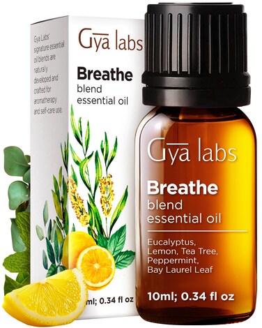 Gya Labs Breathe Essential Oil Blends  Natural Breathe Easy Essential Oils from Eucalyptus Peppermint Oil and More for Humidifier Cleaner 034 fl oz
