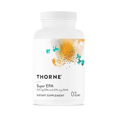 THORNE Super EPA  Omega3 Fatty Acids EPA 425mg and DHA 270mg Supplement  Support Brain Cardiovascular Joints and Skin  GlutenFree DairyFree SoyFree  90 Gelcaps