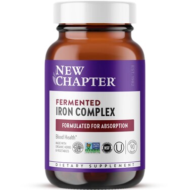 New ChapterIron Supplement WholeFood Fermented Iron Complex Made with Organic Vegetables  Herbs  One Daily NonConstipating Dose 90ct 3 Month Supply
