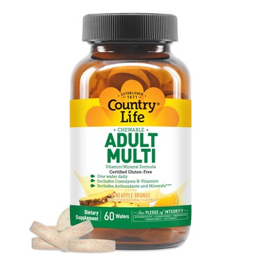 Country Life Chewable Adult Multi  with Antioxidants and Activated B Vitamins  60 Wafers