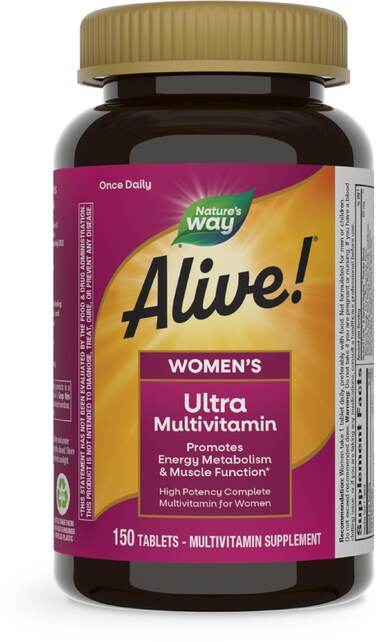 Natures Way Alive Womens Daily Ultra Multivitamin High Potency Formula Promotes Energy Metabolism and Muscle Function with Methylated B12 150 Tablets Packaging May Vary