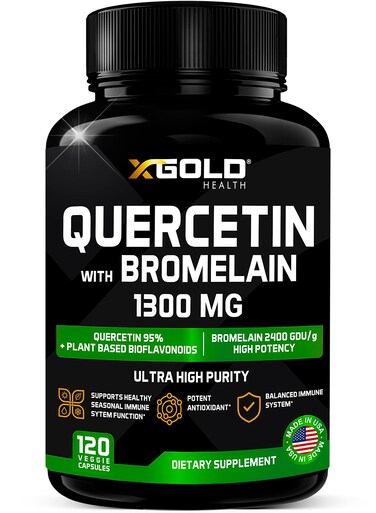 Quercetin  Bromelain 1300mg  Quercetin 95  Highly Purified and Highly Bioavailable Plus Bromelain 2400 GDUg  Made in USA  120 Caps