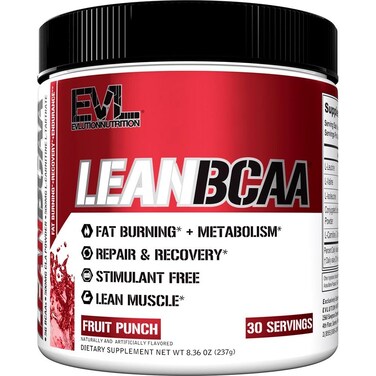 EvlutionStimulant Free Lean BCAA Powder Nutrition BCAAs Amino Acids Powder with CLA Carnitine and 211 Branched Chain Amino Acids Supports Muscle Recovery Fat Burn and Metabolism  Fruit Punch