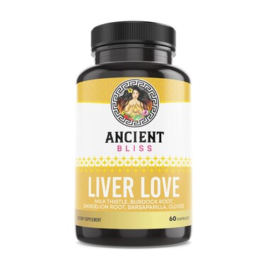 Ancient Bliss Liver Love  Natural Milk Thistle Liver Detox and Liver Health Cleanse Supplement  Support Healthy Liver in Men and Women  60 Capsules  with Burdock Dandelion Cloves and More