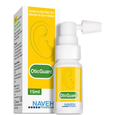 NAVEH PHARMA Otic Guard  Natural Ear Spray Drops  Organic Herbal Sweet Oil Blend 3 in 1 Itchy Ear Swimmers Ear  Ear Wax Removal  Clogged Ears  05 Fl Oz