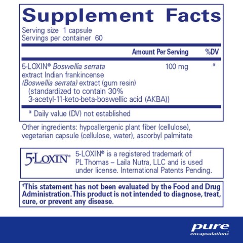 Pure Encapsulations Boswellia AKBA  Supports Joint Health Colon Immune System Gastrointestinal Tract  Cell Health  with 5LOXIN Boswellia Extract  Vegan  NonGMO  60 Capsules