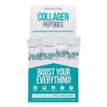 Natures Plus Collagen Peptides  20 Stick Packets  Hair Skin Nail  Joint Health Immune System Support  NonGMO Gluten Free  20 Servings