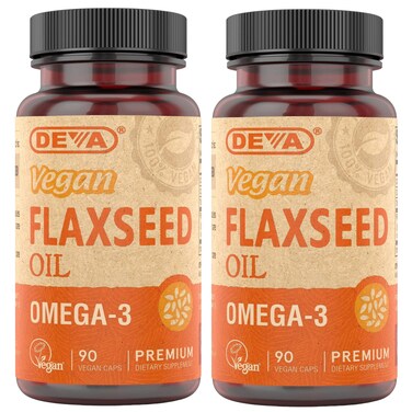 DEVAOrganic Vegan Vitamins Flax Seed Oil  Rich in Omega3 ColdPressed  Unrefined  90 Capsules 2Pack