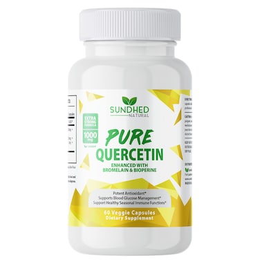 Pure Quercetin with Bromelain and Bioperine  Antioxidant Support Extra Strong Formula with 1000mg 1Month Supply