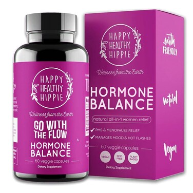 Happy Healthy Hippie Hormone Balance for Women  PMS Support Supplement  Menopause Supplements for Women  Mood Support Bloating Relief PMDD  Black Cohosh Chasteberry Supplement for Women 60 Ct