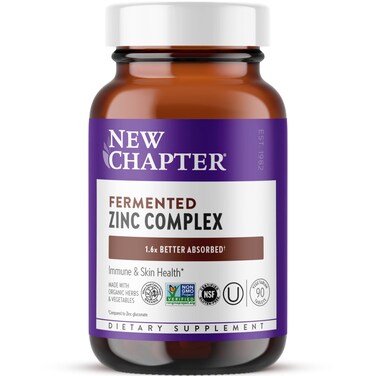 New Chapter Zinc Supplement Fermented Zinc Complex ONE Daily for Immune Support  Skin Health MineralBalancing Formula Rich in Copper Easy to Swallow  Digest 90 Count 3 Month Supply