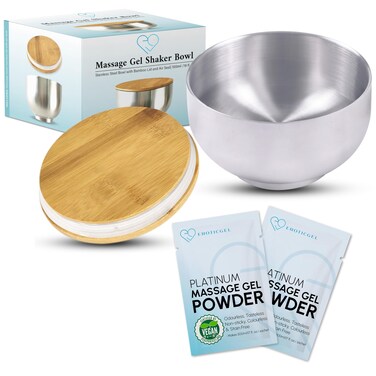 Platinum Nuru Massage Gel Powder Bowl Set  2 x Massage Powder 5g Sachet  1 x 16 fl oz Bowl