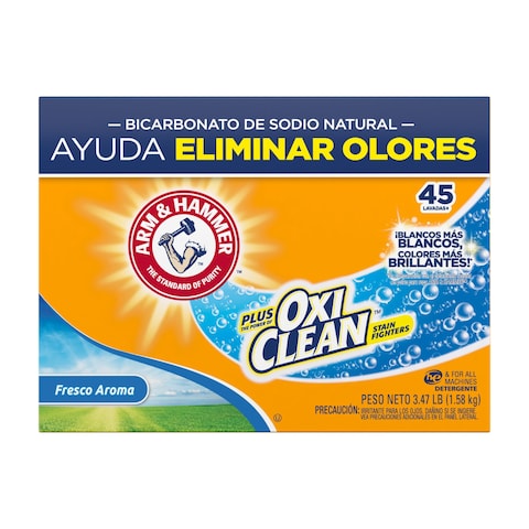Arm  HammerPlus OxiClean Powder Laundry Detergent Fresh Scent 45 Loads 348 Pound Pack of 1  Package May Vary