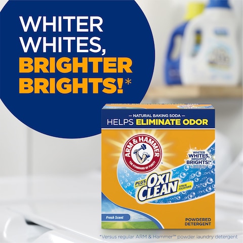 Arm  HammerPlus OxiClean Powder Laundry Detergent Fresh Scent 45 Loads 348 Pound Pack of 1  Package May Vary