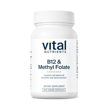 Vital NutrientsVitamin B12  Methyl Folate  Vegan Methylated Folate and B12 Supplement  Supports Nervous System  Metabolism  HighPotency B12 Vitamins   Gluten Dairy Soy Free  100 Capsules