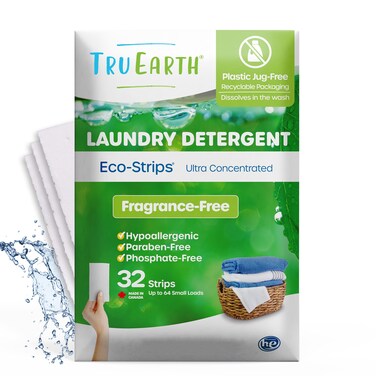 Tru EarthCompact Dry Laundry Detergent Sheets Unscented  Up to 64 Loads 32 Sheets  ParabenFree  Original EcoStrip Liquidless Laundry Detergent Travel Laundry Sheets