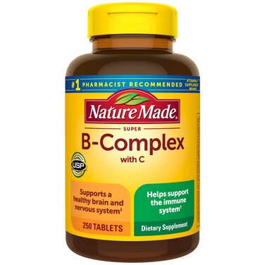 Nature Made Super B Complex with Vitamin C and Folic Acid Dietary Supplement for Immune Support 250 Tablets 250 Day Supply