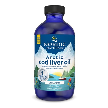 Nordic NaturalsArctic Cod Liver Oil Unflavored  8 oz  1060 mg Total Omega3s with EPA  DHA  Heart  Brain Health Healthy Immunity Overall Wellness  NonGMO  48 Servings