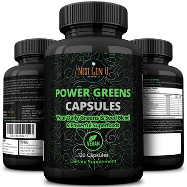 NGU Super Greens Immune System Support 500 mg 120 Vegan Capsules Contains Mixed Superfoods for Daily Booster Healthy Keto Blend wAcai Wheatgrass Guarana Chlorella Flaxseed Matcha Maca