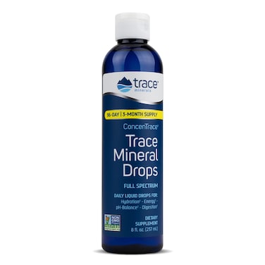 Trace Minerals ConcenTrace Drops  Full Spectrum Minerals  Ionic Liquid Magnesium Chloride Potassium  Low Sodium  Energy Electrolytes Hydration  96 Day Supply 8 fl oz Pack of 1