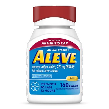 Aleve Gelcaps with Easy Open Arthritis Cap Naproxen Sodium Arthritis Pain Relief Medicine Medication for Arthritis Pain 160 Count