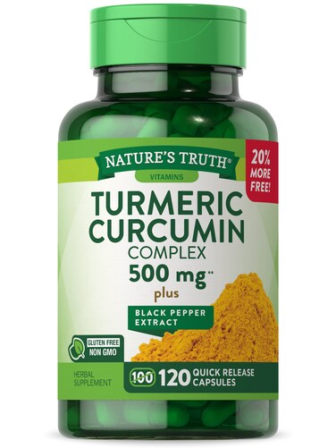Natures Truth Turmeric Curcumin 500mg  120 Capsules  with Black Pepper Extract  NonGMO and Gluten Free Supplement