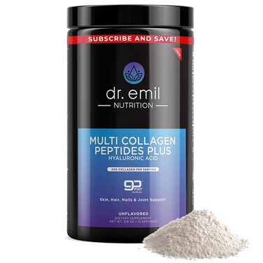 DR EMIL NUTRITION Multi Collagen Peptides Powder  20g of Unflavored Hydrolyzed Collagen Protein Powder with Hyaluronic Acid for Hair Skin Nails and Joints  15 Servings