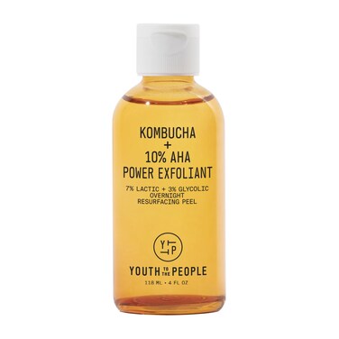 Youth To The People Kombucha  10 Power AHA Exfoliant  Overnight Liquid Face Peel  Dark Spot Corrector for Uneven Skin Tone  7 Lactic Acid  3 Glycolic Acid Face Peel Exfoliator 4oz
