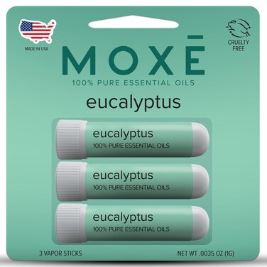 MOX Eucalyptus Essential Oil Nasal Inhaler Sinus  Congestion Relief Daily Relaxation Stress Relief Therapeutic NoMess Aromatherapy Pure and Natural Made in USA 3 Pack