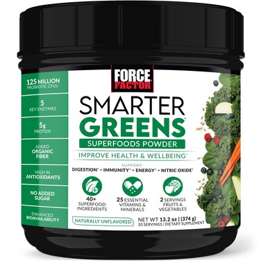 Force FactorSmarter Greens Superfoods Powder to Support Digestion and Bloating Immunity and Energy Greens Powder with Probiotics Digestive Enzymes Antioxidants and Fiber 30 Servings