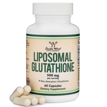 Liposomal Glutathione Supplement 500mg per Serving 60 Capsules Vegan Safe NonGMO Max Absorption Liposomal Glutathione with Genuine Smell and Taste by Double Wood
