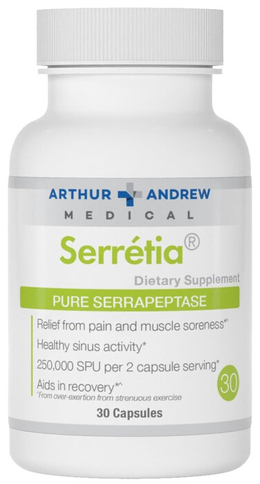 Arthur Andrew Medical Serretia Serrapeptase Formula for Muscle and Sinus Support 30 Capsules