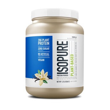 IsopureVanilla Vegan Protein Powder with Monk Fruit Sweetener  Amino Acids Post Workout Recovery Sugar Free Plant Based Organic Pea Protein Dairy Free 20 Servings Packaging May Vary