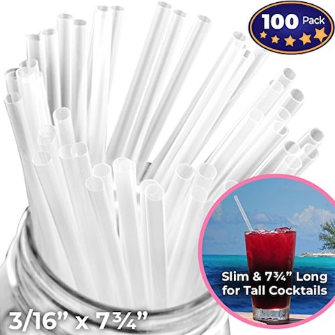 Durable Reusable 775in Clear Cocktail Straws 100pk Individually Wrapped for Germ Protection and Easy Serving BPAFree Straw Makes a Great Drink Sipper or Swizzle Stirrer for Mixed Drinks