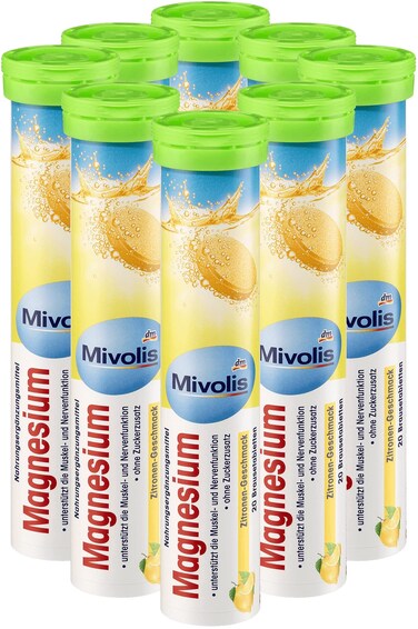 MivolisMagnesium effervescent Tablets  Dietary Supplements 8 Tubes x 20 pcs  Germany