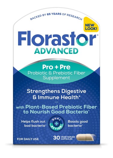 Florastor Select Pro  Pre Daily Probiotic  Prebiotic Supplement for Women and Men Boosts Good Bacteria Saccharomyces Boulardii CNCM I745 30 Capsules Pack of 1
