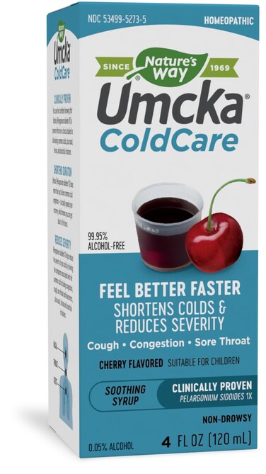 Natures Way Cold Relief Syrup Umcka Shortens Duration  Reduces Severity MultiSymptom Cold Relief Homeopathic Phenylephrine Free NonDrowsy Cherry Flavored 4 Fl Oz Packaging May Vary