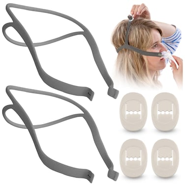 Impresa Replacement Headgear for CPAP Mask  Includes 2 Elastic Mask Straps and 4 Adjustable Clips  Compatible with ResMed Airfit P10 Nasal Pillow 6 Pieces Total