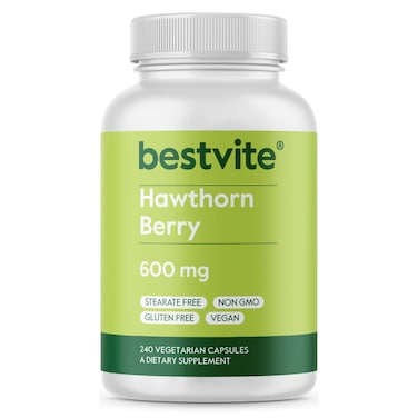 BESTVITEHawthorn Berry 600mg per Capsule 240 Vegetarian Capsules  No Stearates  No Fillers  Vegan  Non GMO  Gluten Free