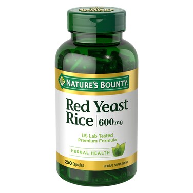 Natures Bounty Red Yeast Rice Herbal Supplement 600mg 250 Capsules